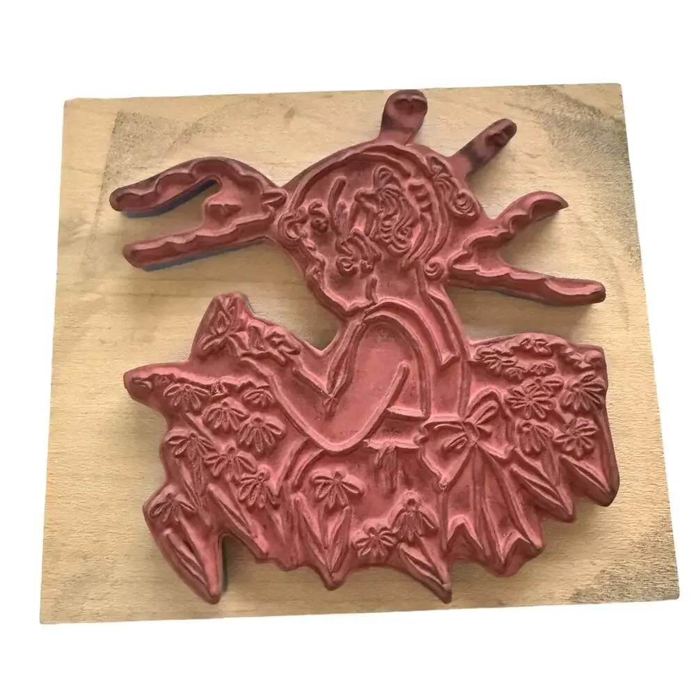 Inkadinkado Nancy Cole Girl In Field Of Flowers With Butterfly 9082 Rubber Stamp